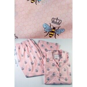 The Cats Pajamas Pink Queen Bee Short Sleeve Capri Set Luxury Pima Cotton